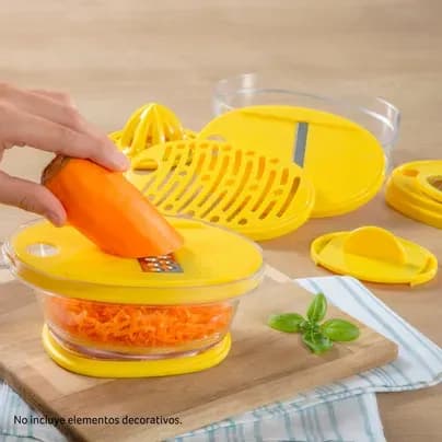 Rallador amarillo con accesorios