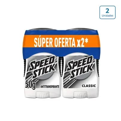 Desodorante Speed Stick Antitranspirante Classic barra x2 unds x 50g c/u