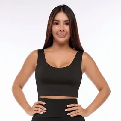 Fájate Top deportivo con copas fijas en busto negro 32