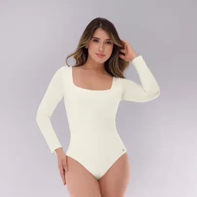Fájate Body manga larga control medio marfil XL