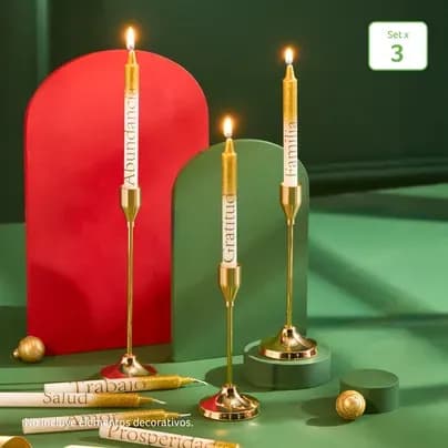 Set x 3 Candelabros Dorados