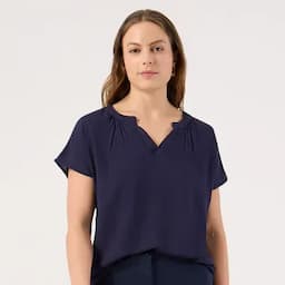 Patprimo Blusa manga corta cuello nerú azul M-0