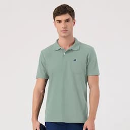 Patprimo Camiseta tipo polo masculina verde eucalipto M-0