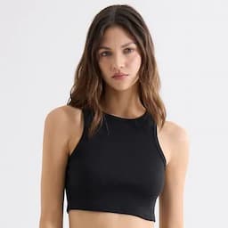 Seven Seven Camiseta crop manga sisa negro S-0