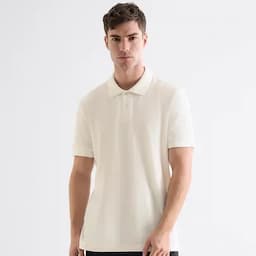 Seven Seven Camiseta tipo polo masculina marfil XS-0
