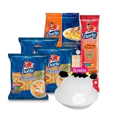 Combo - 3 Macarron DORIA Clasica x 500g c/u + Ravioli de pollo Doria x 250g + Spaghetti DORIA S