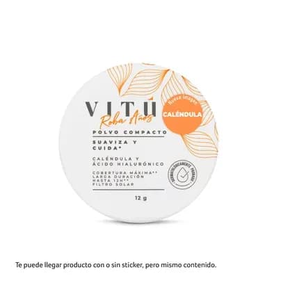 Polvo Vitú Calendula y Ácido Hialurónico Con Espejo Tono 1 Macadamia x 12g