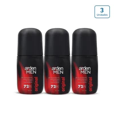 Desodorante Arden For Men Roll on Original 72h x 3 unds x 50 ml c/u