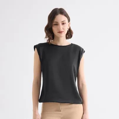 Seven Seven Blusa manga corta negro XS