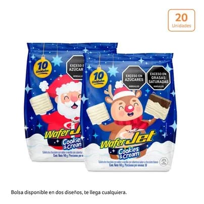 Bolsa Wafer Jet Cuadritos Cookies & Cream x 140g x 2 unidades