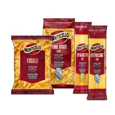 Combo: Fettucinne x500g + Fusilli x 250g + Penne Rigate x 500g + Spaghetti x 250g