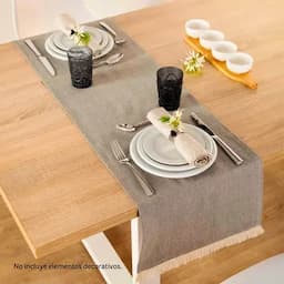 Camino De Mesa Gris Con Flecos-0