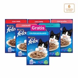 Alimento Húmedo para gatos Felix Pague 5 lleve 6 x 85g c/u-0