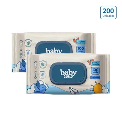 Toallitas húmedas Baby Soul x 2 paquetes x 100 unds c/u