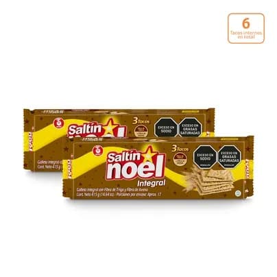 Galletas Saltín Noel Integral x 415g x 3 Tacos Internos c/u