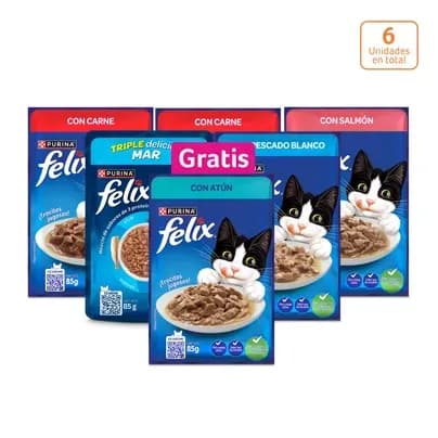 Alimento Húmedo para gatos Felix Pague 5 lleve 6 x 85g c/u