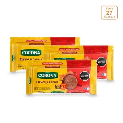 Chocolate Corona clavos y canela x 450g x 18 pastillas c/u