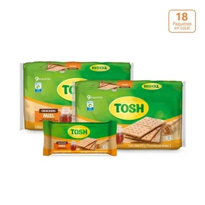 Galletas Tosh Miel x 243g x 9 paquetes x 3 unds c/u