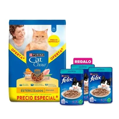 Concentrado para gatos esterilizados Cat chow x 1.5Kg + gratis