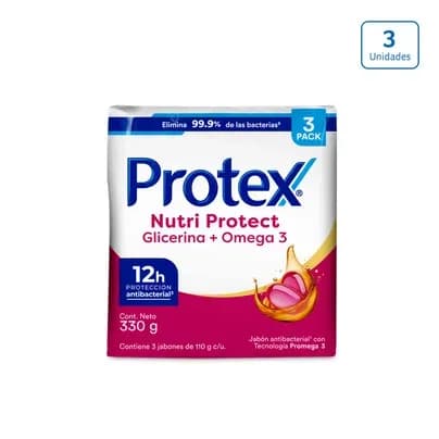Jabón en barra Protex Nutri Protect Omega 3 x 3 unds x 110g c/u