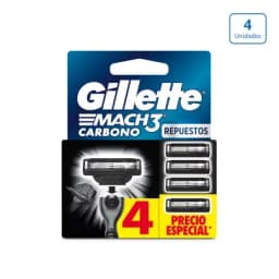 Repuesto Gillette Mach3 Carbón x 4 unds-0