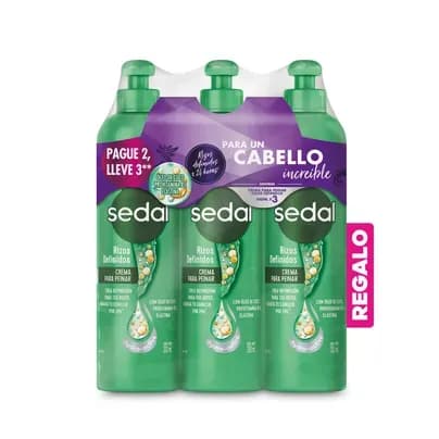 Crema para peinar Sedal Rizos Obedientes x 3 unds x 300ml c/u