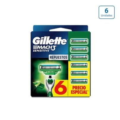 Repuesto Gillette Mach3 Sensitive x 6 unds