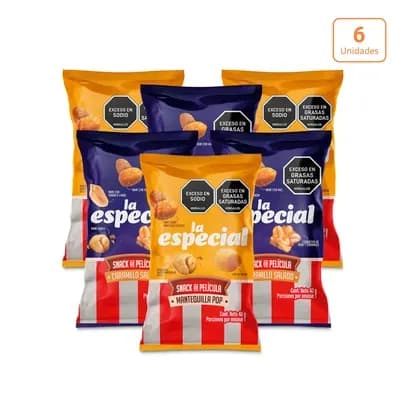 Surtido Snack de película La Especial Caramelo Salado y Mantequilla Pop x 6 unidades x 216g