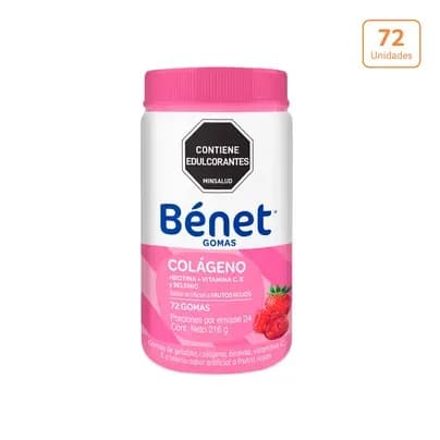 Gomas Bénet Colágeno + Biotina + Vitamina C, E y Selenio sabor frutos rojos x216g