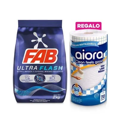 Detergente en polvo Fab Ultra Flash floral x 2Kg