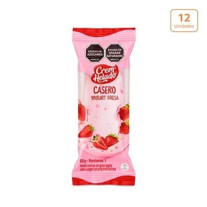 Helado Casero Yogurt Fresa x 12 unds x 60g c/u