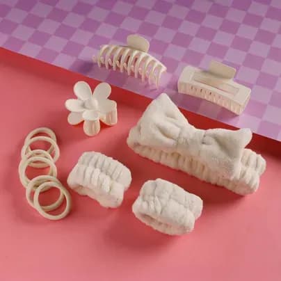 Set x 6 accesorios para cabello beige