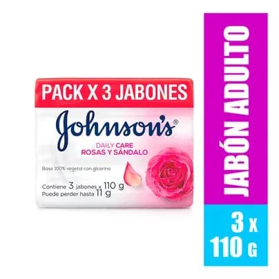 Jabón adulto Johnson's® Rosas y Sándalo x 3 unds x 110g c/u