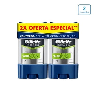 Desodorante Antitranspirante Gillette Hydra gel con Aloe x 2 unds x 82g c/u