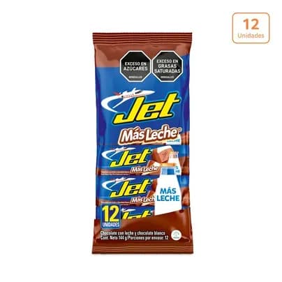Chocolatina Jet más leche x 12 unds x 12g c/u