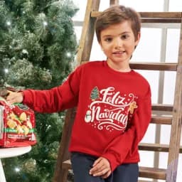 Noel Buzo estampado localizado infantil rojo unisex 6-0