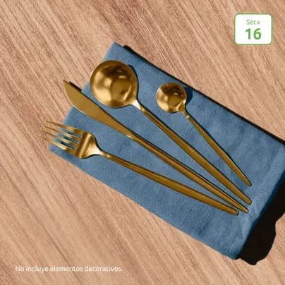 Set X 16 Cubiertos Dorados