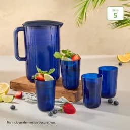 Jarra + Vasos Azules -0