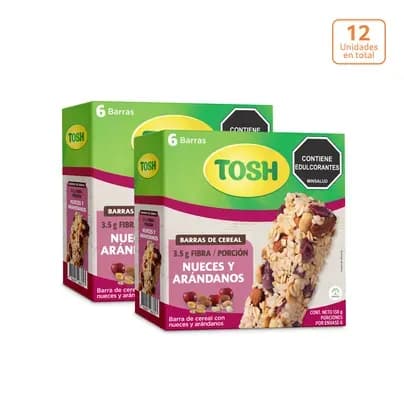 Barra de cereal Tosh Arándanos y Nueces x 138g x 6 unds c/u