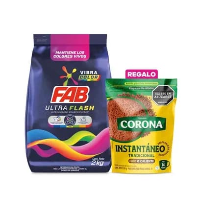 Detergente en polvo Fab Ultra Flash ropa color x 2Kg