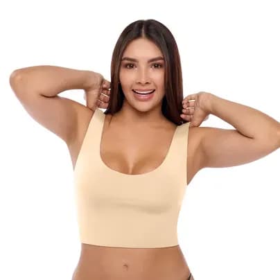 Fájate Top deportivo con copas fijas en busto beige 34