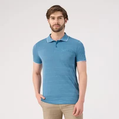 Patprimo Camiseta tipo polo con bolsillo ribete azul S