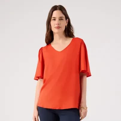 Patprimo Blusa manga 3/4 acampanada naranja S