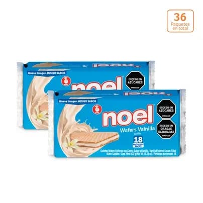 Galletas Wafers Noel Vainilla x 432g x 18 Paquetes c/u