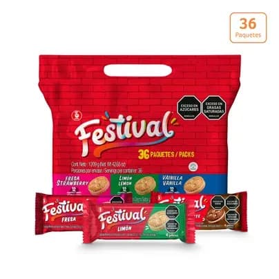 Galletas Festival sabores bolsa surtida x 36 unds