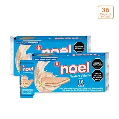 Galletas Wafers Noel Vainilla x 432g x 18 Paquetes c/u