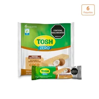 Galletas Tosh Wafer Coco sin azúcar x 162g x 6 paquetes