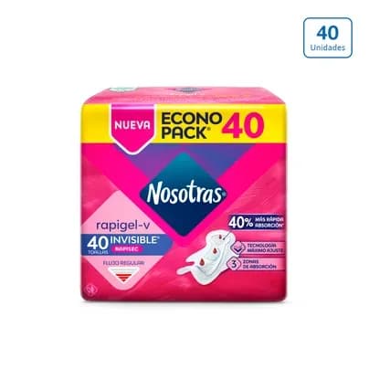 Toallas Higiénicas Nosotras Invisible Rapigel x 40 unds