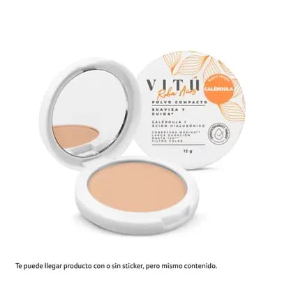 Polvo Vitú Calendula y Ácido Hialurónico Con Espejo Tono 1 Macadamia x 12g