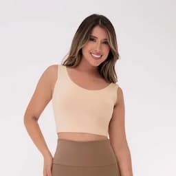Fájate Top deportivo con copas fijas en busto beige 34-0